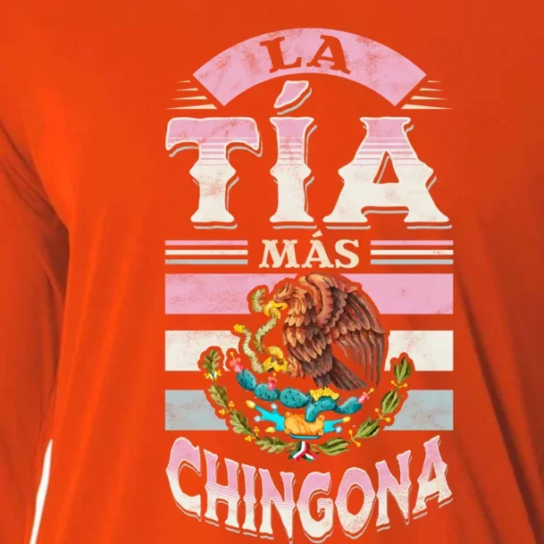 La Tía Más Chingona Mexican Aunty Gift Cooling Performance Long Sleeve Crew