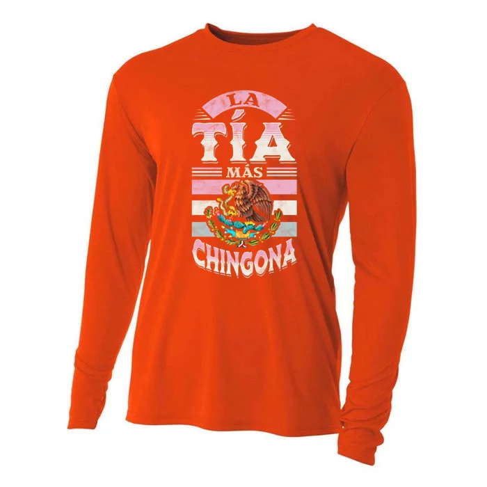 La Tía Más Chingona Mexican Aunty Gift Cooling Performance Long Sleeve Crew