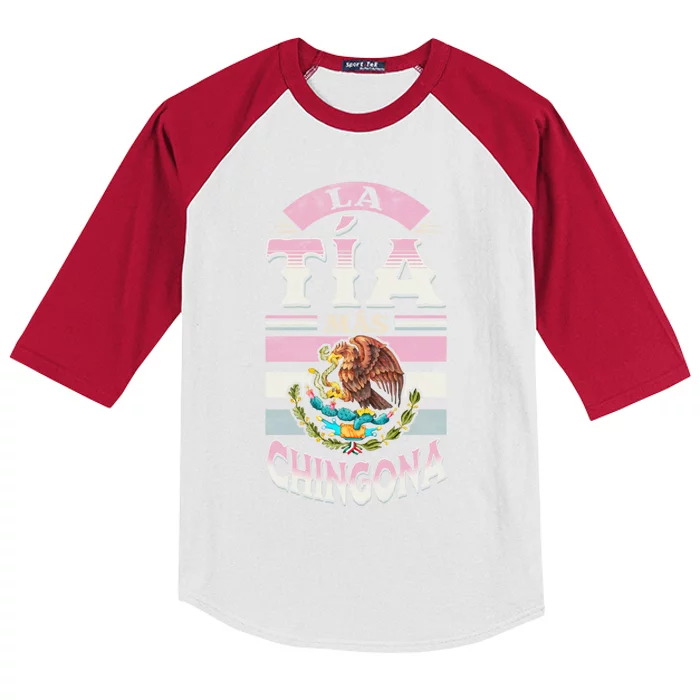 La Tía Más Chingona Mexican Aunty Gift Kids Colorblock Raglan Jersey