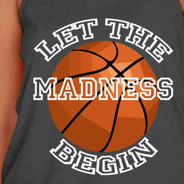 Let The Madness Begin Basketball Sport Game Quote Long Sleeve Women's Knotted Racerback Tank