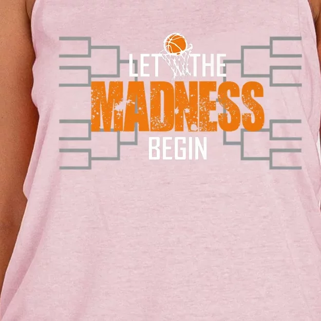 Let The Madness Begin A Funny Gift For Basketball Madness College March Premium Women's Knotted Racerback Tank