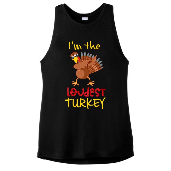 Loudest Turkey Matching Family Group Thanksgiving Party Ladies Tri-Blend Wicking Tank