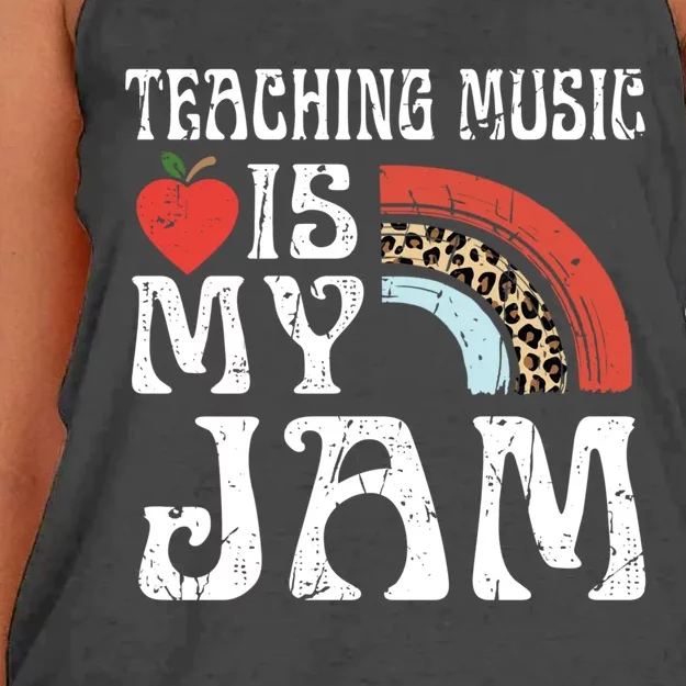 Leopard Teaching Music Is My Jam Sunglasses Teaching Music Gift Women's Knotted Racerback Tank