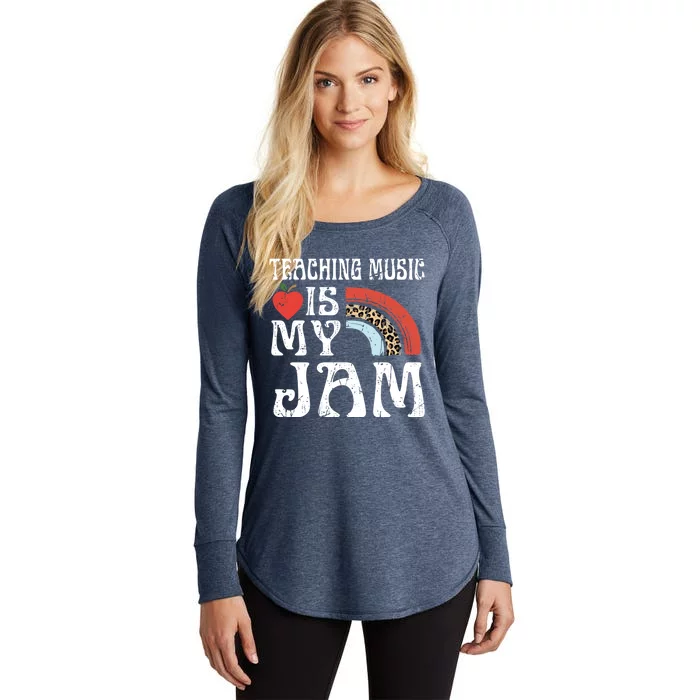 Leopard Teaching Music Is My Jam Sunglasses Teaching Music Gift Women's Perfect Tri Tunic Long Sleeve Shirt