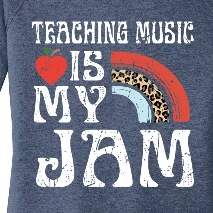 Leopard Teaching Music Is My Jam Sunglasses Teaching Music Gift Women's Perfect Tri Tunic Long Sleeve Shirt