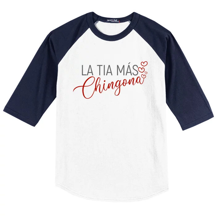 La Tia Mas Chingona Funny Aunt Heart Gift Baseball Sleeve Shirt