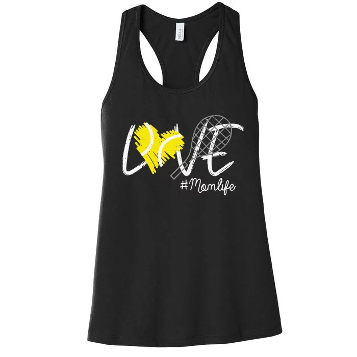 LOVE Tennis Mom Life Gift For Mom Mother's Day Women's Racerback Tank