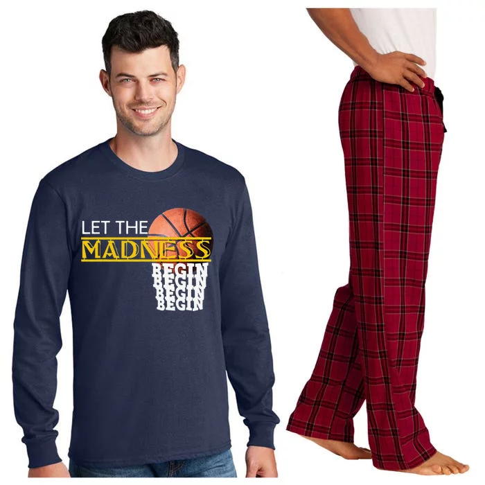 Let The Madness Begin Novelty Basketball Long Sleeve Pajama Set