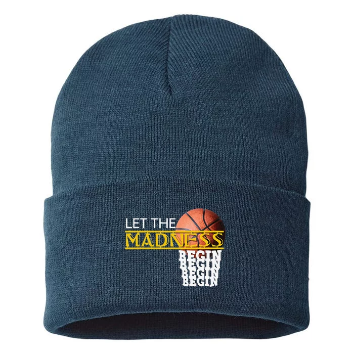 Let The Madness Begin Novelty Basketball Sustainable Knit Beanie