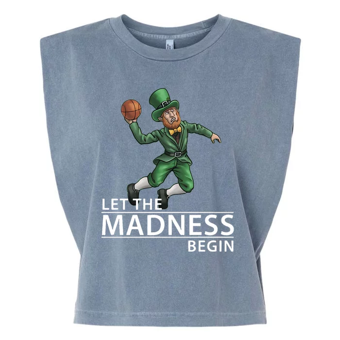 Let The Madness Begin Basketball Leprechaun Garment-Dyed Women's Muscle Tee