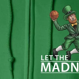 Let The Madness Begin Basketball Leprechaun Full Zip Hoodie