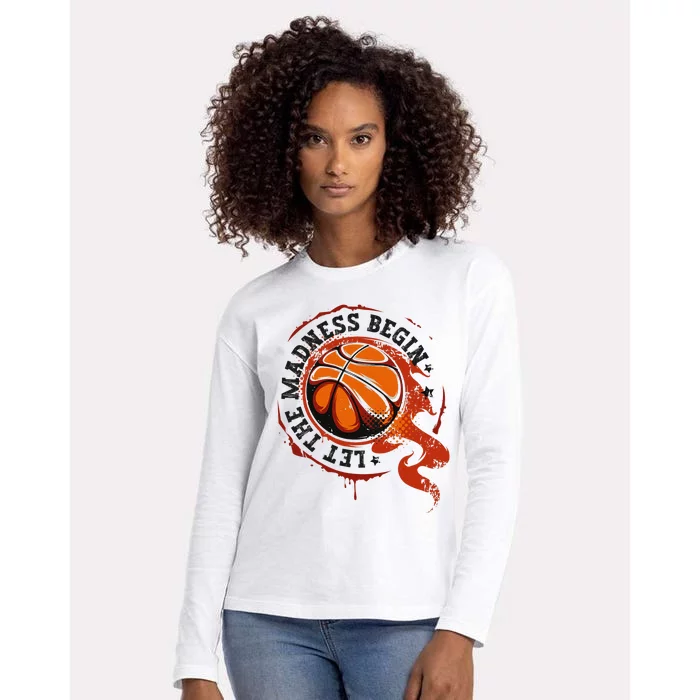 Let the Madness Begin College March Basketball Tournament Womens Cotton Relaxed Long Sleeve T-Shirt