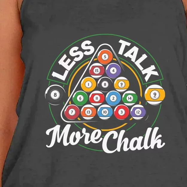 Less Talk More Chalk Billiards Dad Gift For Father’s Day Women's Knotted Racerback Tank