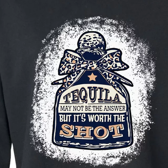 Leopard Tequila May Not Be The Answer But Its Worth A Shot Cropped Pullover Crew