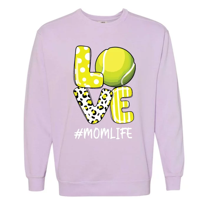 Love Tennis Mom Life Player With Leopard Garment-Dyed Sweatshirt