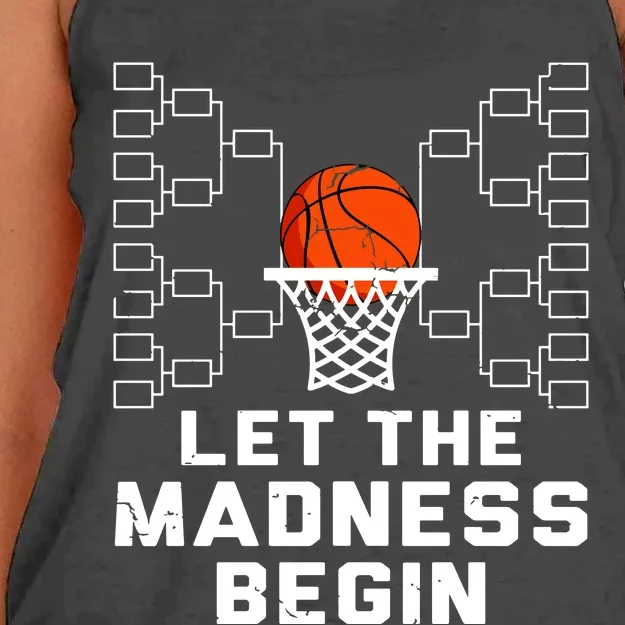 Let The Madness Begin Basketball Bracket Women's Knotted Racerback Tank