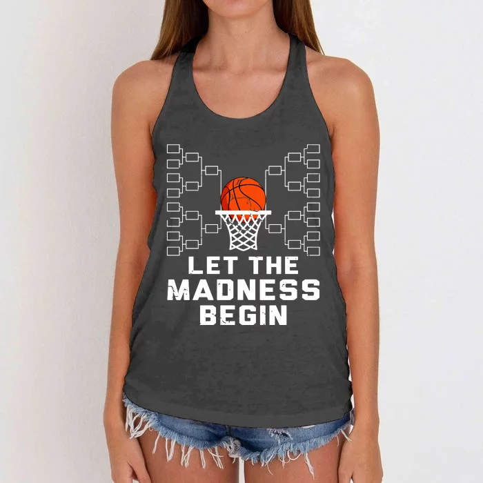 Let The Madness Begin Basketball Bracket Women's Knotted Racerback Tank