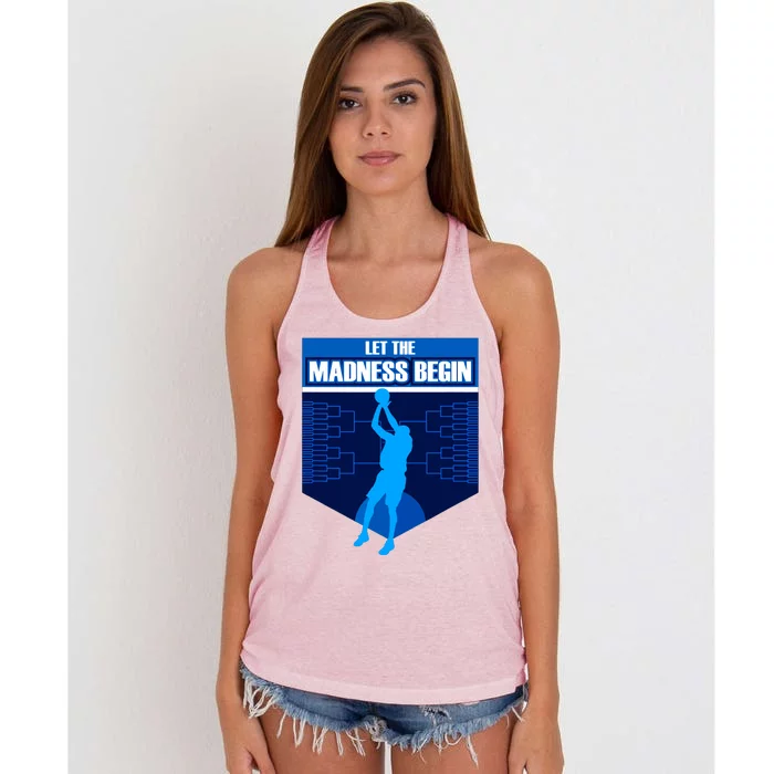 Let The Madness Begin Basketball Bring On The Big Tourney Women's Knotted Racerback Tank