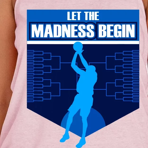 Let The Madness Begin Basketball Bring On The Big Tourney Women's Knotted Racerback Tank