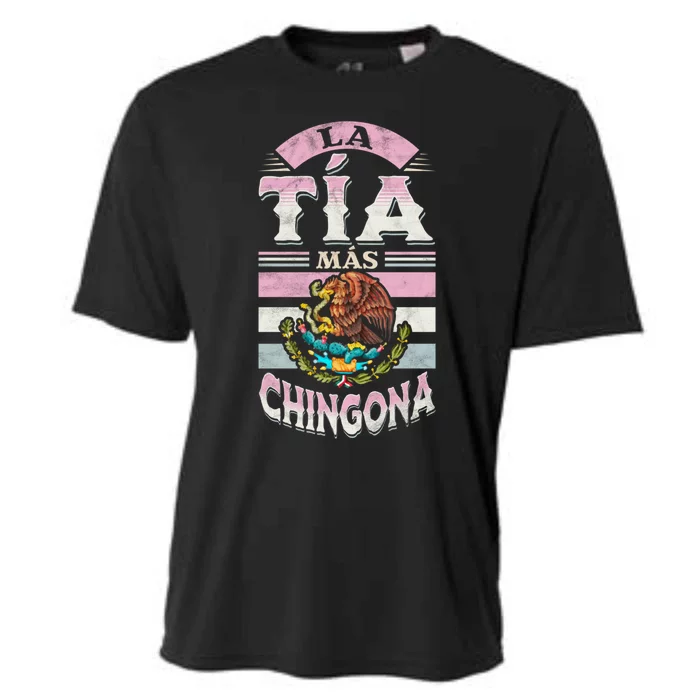 La Tía Más Chingona Mexican Aunty Gift Cooling Performance Crew T-Shirt