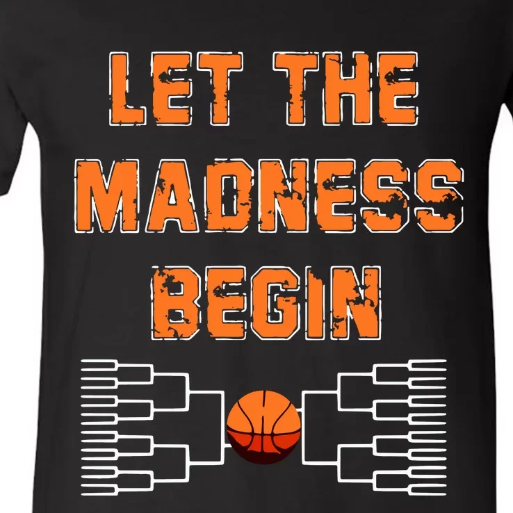 Let The Madness Begin Basketball Long Sleeve V-Neck T-Shirt