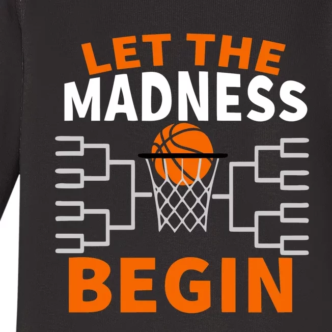 Let The Madness Begin College Basketball Baby Long Sleeve Bodysuit