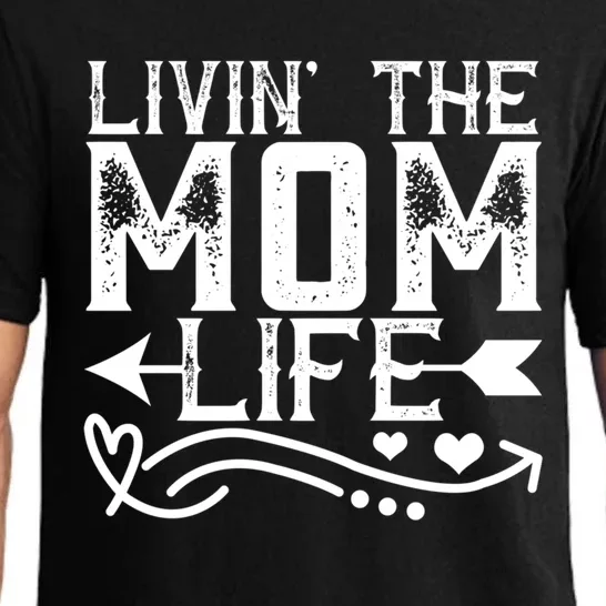 Livin The Mom Life Retro Distressed Style Mom Design Gift Pajama Set