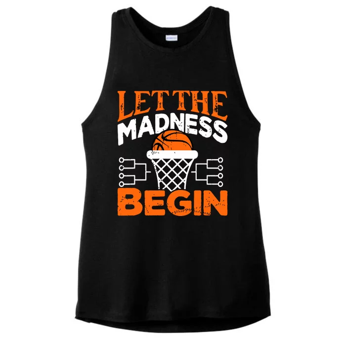 Let The Madness Begin College Madness Basketball Ladies Tri-Blend Wicking Tank