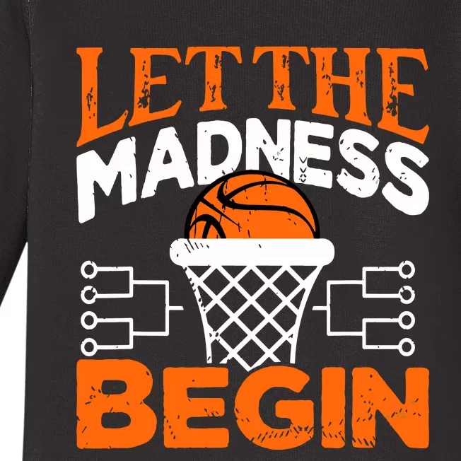 Let The Madness Begin College Madness Basketball Baby Long Sleeve Bodysuit