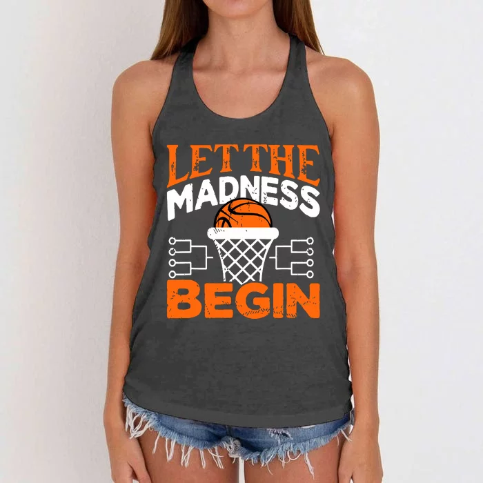 Let The Madness Begin College Madness Basketball Women's Knotted Racerback Tank