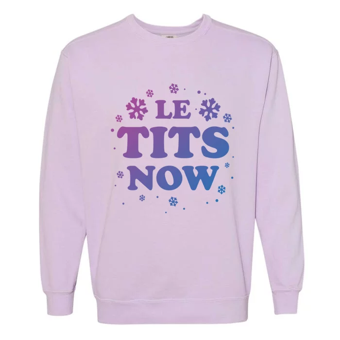 Le Tits Now Let It Snow Funny Christmas Winter Xmas Wordplay Gift Garment-Dyed Sweatshirt