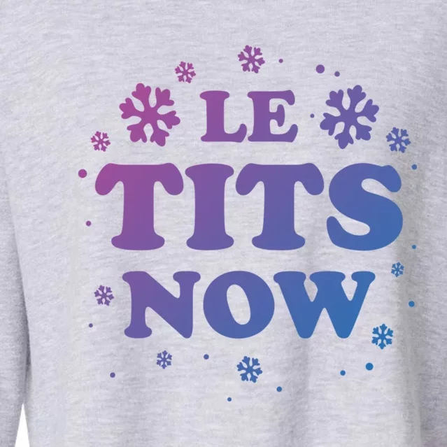 Le Tits Now Let It Snow Funny Christmas Winter Xmas Wordplay Gift Cropped Pullover Crew