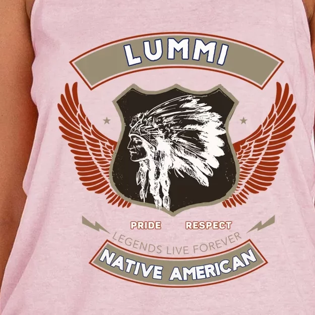 Lummi Tribe Native American Indian Pride Respect Retro Gift Women's Knotted Racerback Tank