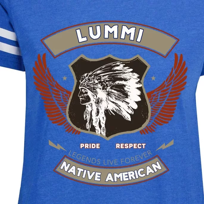 Lummi Tribe Native American Indian Pride Respect Retro Gift Enza Ladies Jersey Football T-Shirt