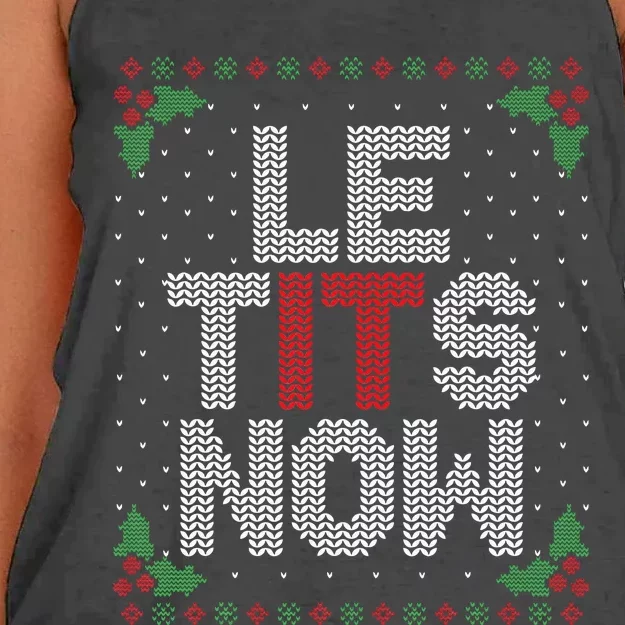 Le Tits Now Funny Christmas Let It Snow Adult Ugly Christmas Women's Knotted Racerback Tank