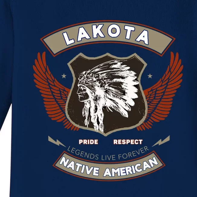 Lakota Tribe Native American Indian Pride Respect Retro Gift Baby Long Sleeve Bodysuit