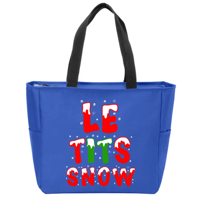 Le Tits Now Let It Snow Funny Christmas Gift Zip Tote Bag