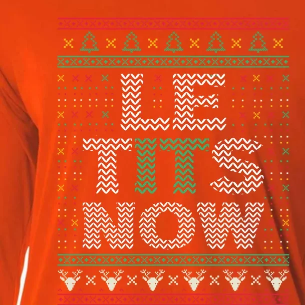 Le Tits Now Christmas Let It Snow Ugly Sweater Funny Party Funny Gift Cooling Performance Long Sleeve Crew