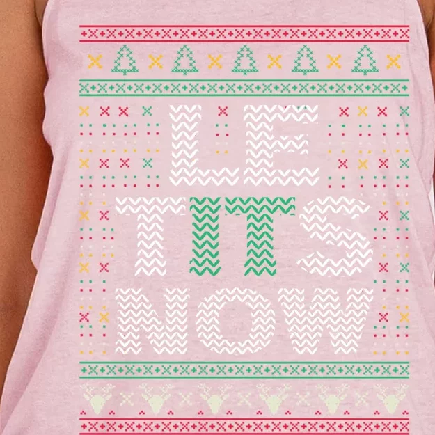 Le Tits Now Christmas Let It Snow Ugly Sweater Funny Party Funny Gift Women's Knotted Racerback Tank