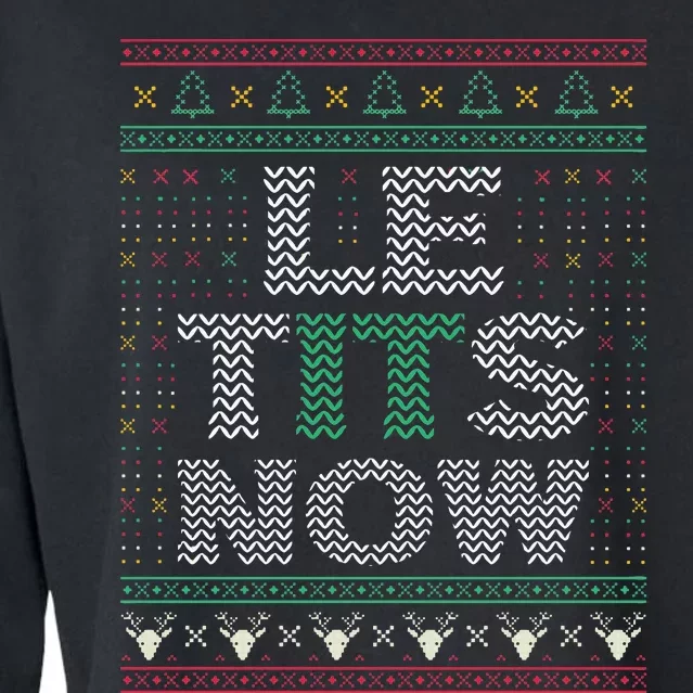 Le Tits Now Christmas Let It Snow Ugly Sweater Funny Party Cropped Pullover Crew