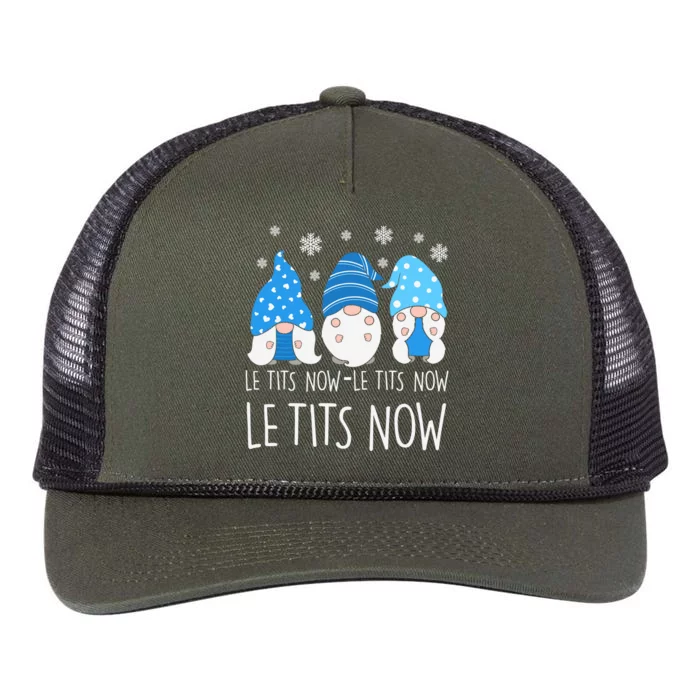 Le Tits Now Christmas Let It Snow Ugly Sweater Funny Party Retro Rope Trucker Hat Cap