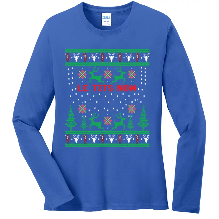 Le Tits Now Christmas Let It Snow Ugly Sweater Party Gift Ladies Long Sleeve Shirt