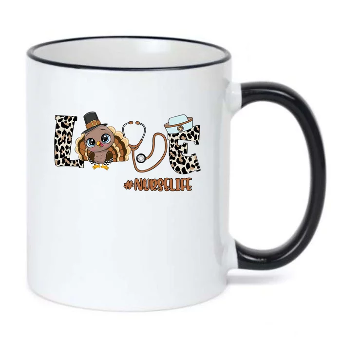 Love Turkey Nurse Life Leopard Nursing Thanksgiving Gift Black Color Changing Mug