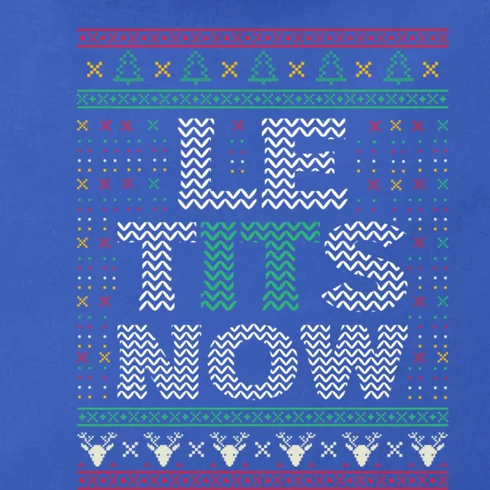 Le Tits Now Christmas Let It Snow Ugly Sweater Funny Party Great Gift Zip Tote Bag