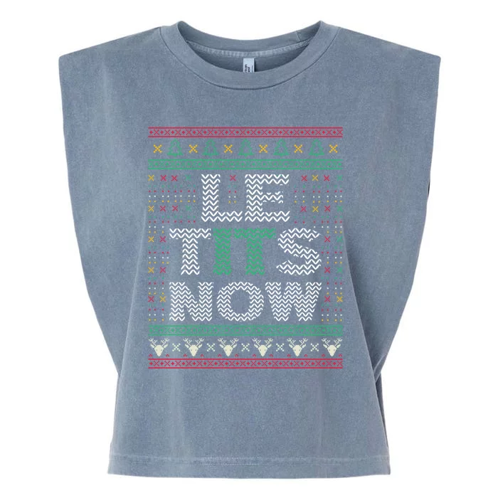 Le Tits Now Christmas Let It Snow Ugly Sweater Funny Party Great Gift Garment-Dyed Women's Muscle Tee