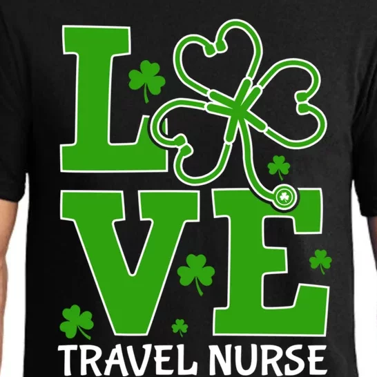 Love Travel Nurse Shamrock Stethoscope Rn St Patricks Day Cute Gift Pajama Set