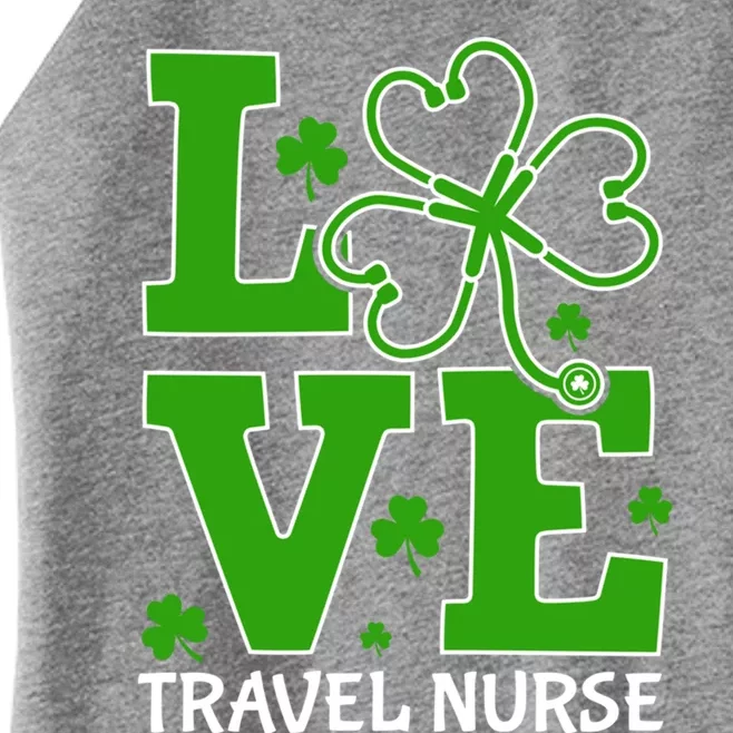 Love Travel Nurse Shamrock Stethoscope Rn St Patricks Day Cute Gift Women’s Perfect Tri Rocker Tank