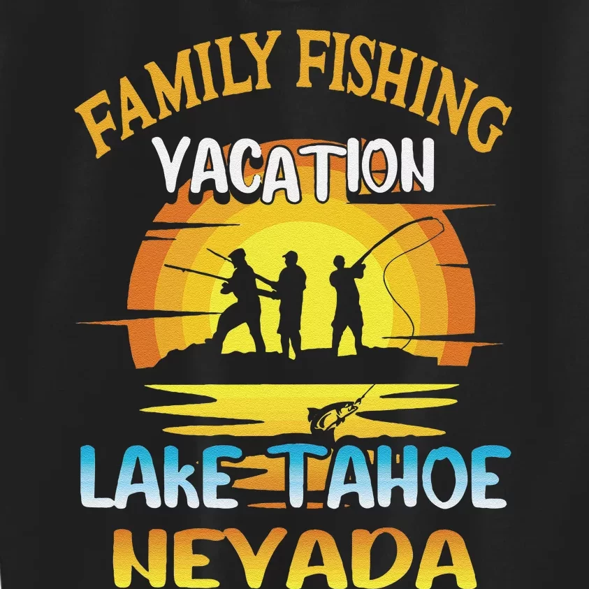 Lake Tahoe Nevada Family Fishing Vacation Sunset Design Kids Sweatshirt