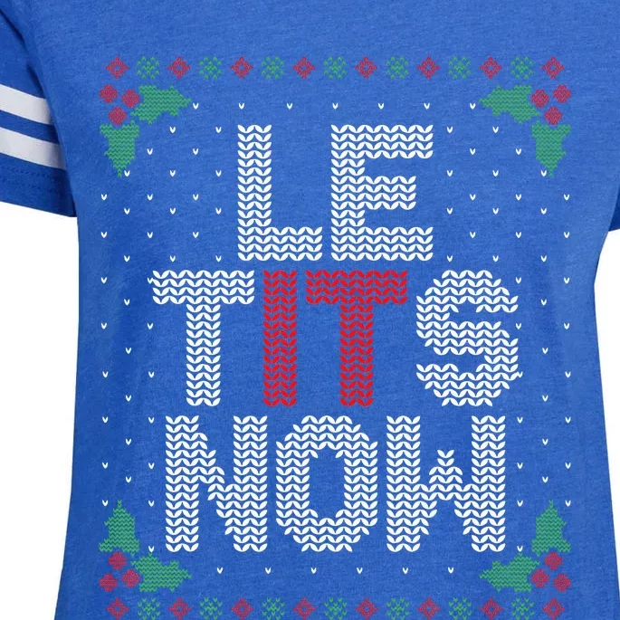 Le Tits Now Funny Christmas Let It Snow Adult Ugly Christmas Enza Ladies Jersey Football T-Shirt