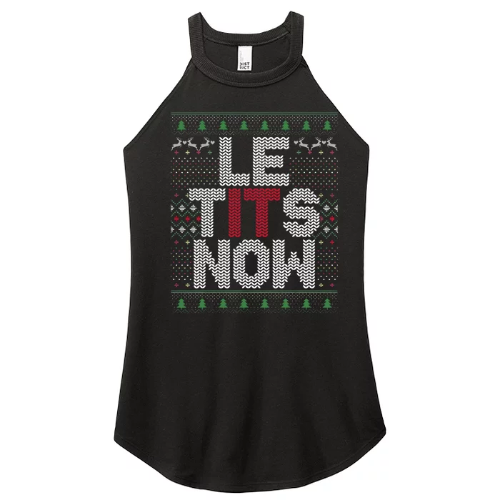 Le Tits Now Christmas Let It Snow Ugly Christmas Women’s Perfect Tri Rocker Tank